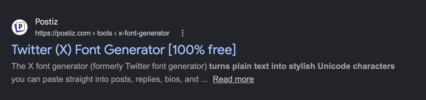Поисковый сниппет X Font Generator