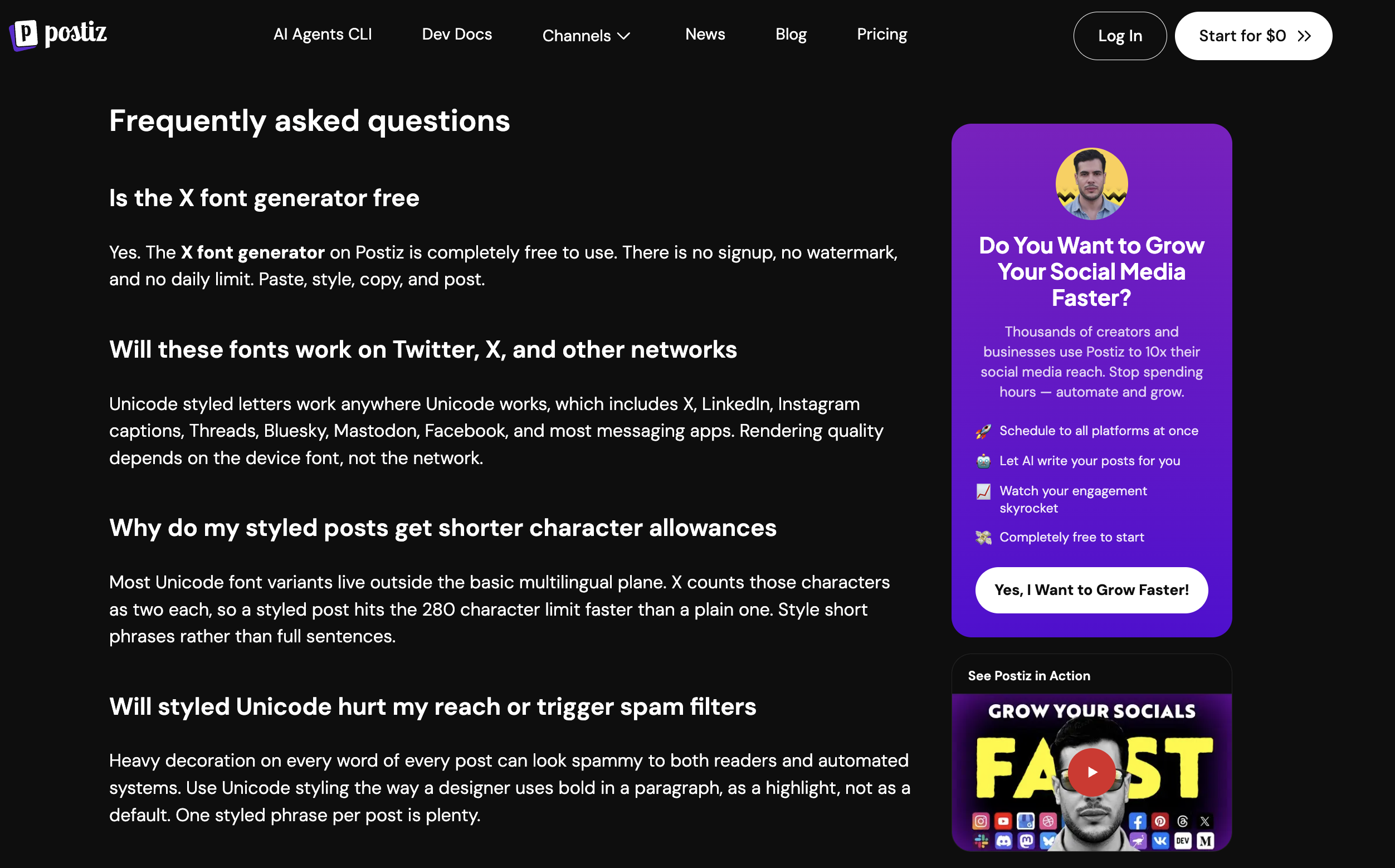 FAQ на странице X Font Generator